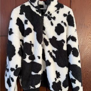 SHEIN Black and White Cow Print Hoodie